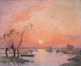 Ferdinand du Puigaudeau, La Brière at Sunset, 1905–1910, oil on canvas