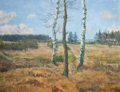 František Kaván, Three Birches, circa 1925, oil on cardboard