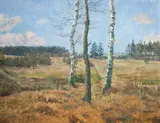 František Kaván, Three Birches, circa 1925, oil on cardboard
