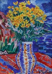 Václav Špála, Marsh Marigolds in a Jug, 1941, oil on canvas