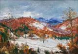 Oldřich Blažíček, Winter at the Remote Cottage, 1927, oil on cardboard