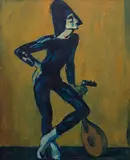 Bohumil Žemlička, Harlequin with a Lute, 1970s, oil on canvas