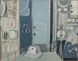 Vladimír Fuka, Radio-studio, 1957, oil on wood panel