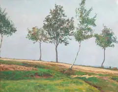 František Kaván, Rowans and Birches, circa 1920, oil on cardboard