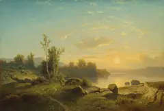 Adolf Chwala, Sunset Scene, 1870s, oil on canvas