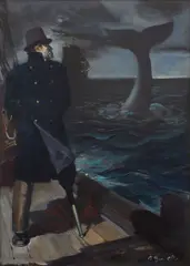 Zdeněk Burian, White Whale, 1940s, oil on cardboard