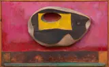 Ota Janeček, Landing of a Strange Object, 1988, mixed media (assemblage, oil, wood)