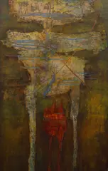 Jan Koblasa, Emotional Life (A Great Love with a Little Dog), 1965, Mixed media (oil, enamel) on Hobra board