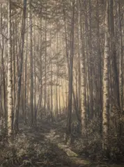 Julius Mařák, Forest Path, first half of the 1880s, charcoal on paper