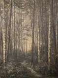 Julius Mařák, Forest Path, first half of the 1880s, charcoal on paper