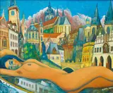 Karel Gott, Prague and the Vltava River, 1994, oil on canvas
