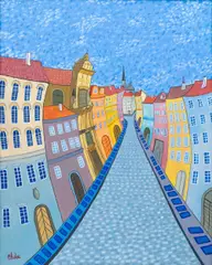 Karel Chaba, Nerudova Street, 1991, oil on canvas