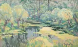 Vaclav Radimsky, Willows by the River, 1930s, oil on cardboard