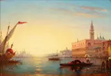 Charles Clément Calderon, Gondolas in the Venetian Lagoon, circa 1900, oil on canvas