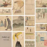 Paris 47 (set of 14 drawings) by Kamil Lhoták, 1947, mixed media (pencil, coloured pencils) on paper, offered May 2026