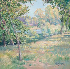 Vaclav Radimsky, Late Summer Landscape, circa 1920, oil on cardboard