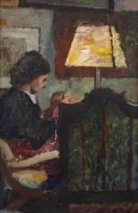 Jiří Trnka, Seamstress, first half of the 1940s, oil on cardboard