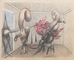 František Janoušek, No Title, 27 Jan 1934 / 9 May 1935, mixed media (pencil, coloured pencils) on paper, double-sided drawing