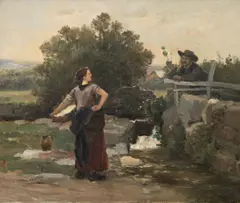 Václav Brožík, The Laundress and the Cavalier, 1890, oil on canvas