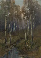 Josef Ullmann, Birch Trees by the Stream, 1903–1905, oil on canvas