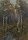 Josef Ullmann, Birch Trees by the Stream, 1903–1905, oil on canvas