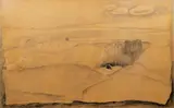 Josef Šíma, Field in Brie, 1954, mixed media (watercolor, charcoal) on paper laid down on canvas