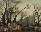 Vlastimil Beneš, Trees in the City, 1978, oil on canvas