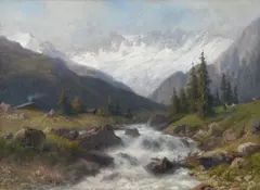 Michael Haubtmann, Mountain Stream, 1880s, oil on canvas