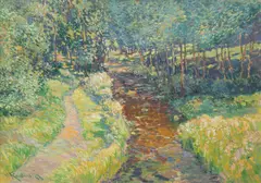 Vaclav Radimsky, Path by the Stream, circa 1920, oil on cardboard