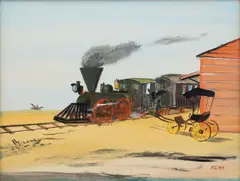 Kamil Lhoták, American Railway, 1940, tempera on wood panel