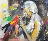 Martin Krajc, Girl with a Bird, 2017, acrylic on canvas