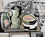 Emil Filla, Still Life with Watermelon, 1929, mixed media (oil, sand) on canvas