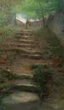 Jan Honsa, Old Stairs in Sloupnice, 1899, oil on canvas