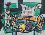 Emil Filla, Musical Still Life, 1948, mixed media (oil, sand) on canvas