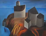 Miloslav Chlupáč, Island, 1975, oil on wood panel