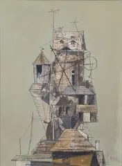 Václav Tikal, Mill at Stará, 1948, tempera on hardborad