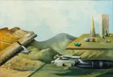 Josef Lehoučka, The Journey of Water, 1994, oil on hardboard