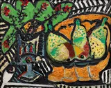 Emil Filla, Still Life with Pears, 1947, mixed media (oil, sand) on canvas