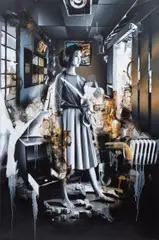 Michal Mráz, Lethargy I, 2018, mixed media (oil, acrylic, tar) on canvas