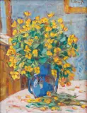 Vincenc Beneš, Marsh Marigolds, 1950s/1960s, oil on canvas