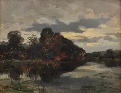 Antonín Chittussi, Landscape with Trees and a Marsh, circa 1885, oil on wood panel