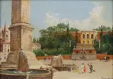Antonie Brandeisová, Piazza del Popolo in Rome, 1890s, oil on cardboard
