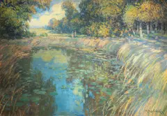 Vaclav Radimsky, River branch, between 1915–1920, oil on cardboard mounted on a stretcher frame
