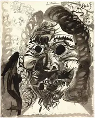 Pablo Picasso, Tête de mousquetaire (recto) - Deux femmes (verso), 5 June 1967