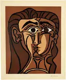 Pablo Picasso, Portrait de Jacqueline de face. II, Mougins, 15 January 1962, Colour linocut on Arches wove paper