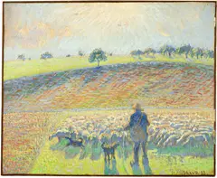 Camille Pissarro, Berger avec moutons, 1888, Tempera on fine canvas