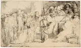 Rembrandt Harmensz van Rijn, Der stehende Jesusknabe inmitten der Schriftgelehrten - Christ Disputing with the Doctors: A Sketch