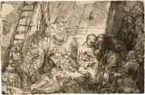 Die Beschneidung (im Breitformat) - The Circumcision in the Stable by Rembrandt Harmensz van Rijn, 1654, Etching on laid paper, sold Sep 2025