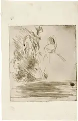 Edgar Degas, Deux danseuses dans la coulisse, 1879/1880, Drypoint on laid paper with watermark "Bekröntes Schild mit Löwe" and parts of the inscription "ORIGINAL / BASTED MILL / KENT", see Reed/Shapiro, Table of Watermarks, no. 11