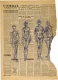Quatre femmes nues debout by Alberto Giacometti, 1958, Ballpoint pen on newspaper page "Combat: Le Journal de Paris", sold Sep 2025